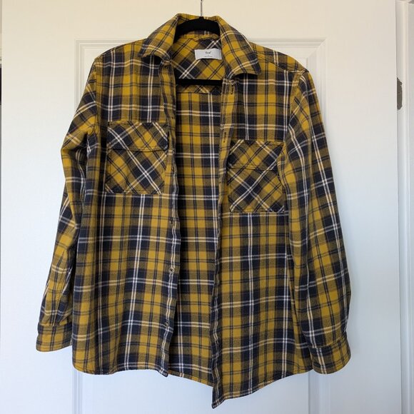TNA Size 2 Blue and Yellow Plaid Flannel Button Up - Picture 1 of 10